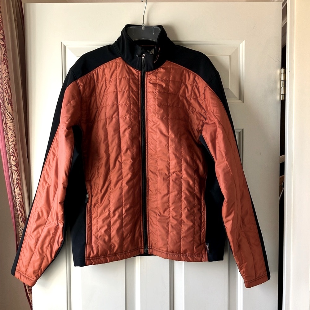 Obermeyer Men's Quilted Performance Winter Jacket Black & Orange Size S